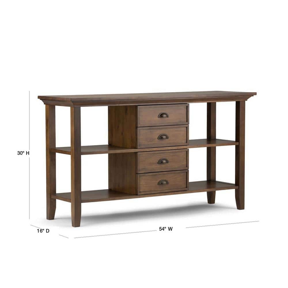 Rustic Natural Aged Brown Wood Console Table with Storage