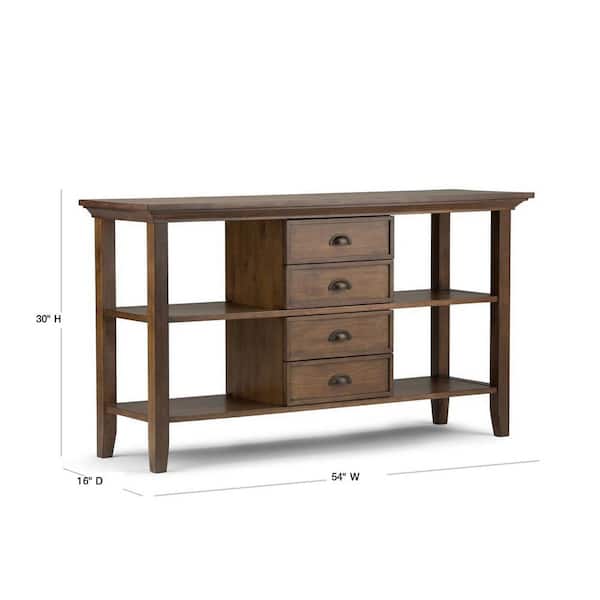 Simpli Home Redmond Solid Wood 54 In, 40 Inch Height Console Table With Drawers