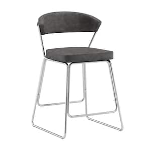Hanley 37 in. Black High Back Metal 26 in. Counter Stool with Black Faux Leather Seat