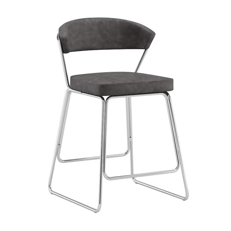 Hillsdale Furniture Hanley 37 in. Black High Back Metal 26 in. Counter Stool with Black Faux Leather Seat