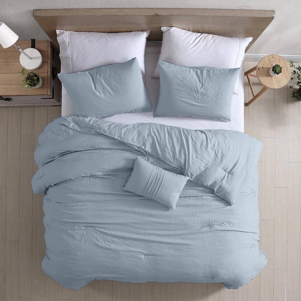 King Light Blue Reversible Down Alternative Microfiber Comforter Set