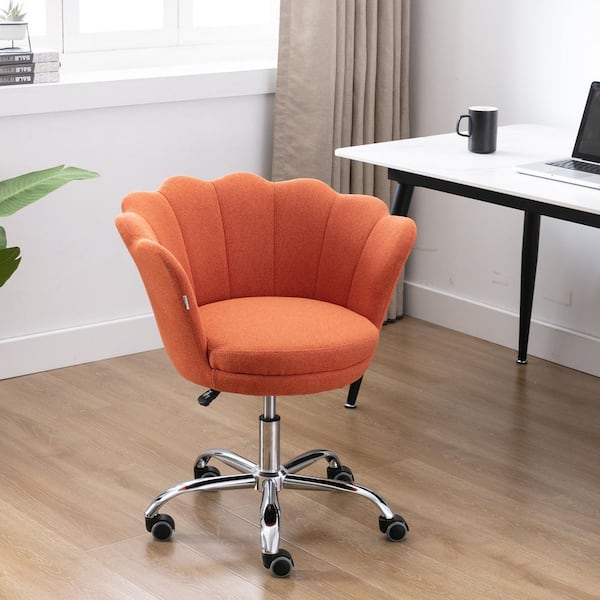 Modern Home Office Desk Chair, Adjustable Height Computer Chair with Pillow Swivel Executive Task Chair, Orange