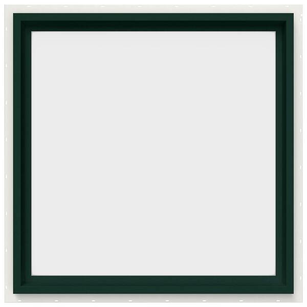 JELD-WEN 29.5 in. x 29.5 in. V-4500 Series Green Painted Vinyl Picture Window w/ Low-E 366 Glass
