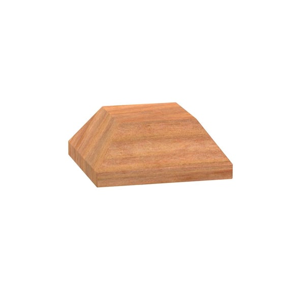 Unbranded Newport 4 in. x 4 in. Redwood-Stained Wood Square-Beveled Post Cap