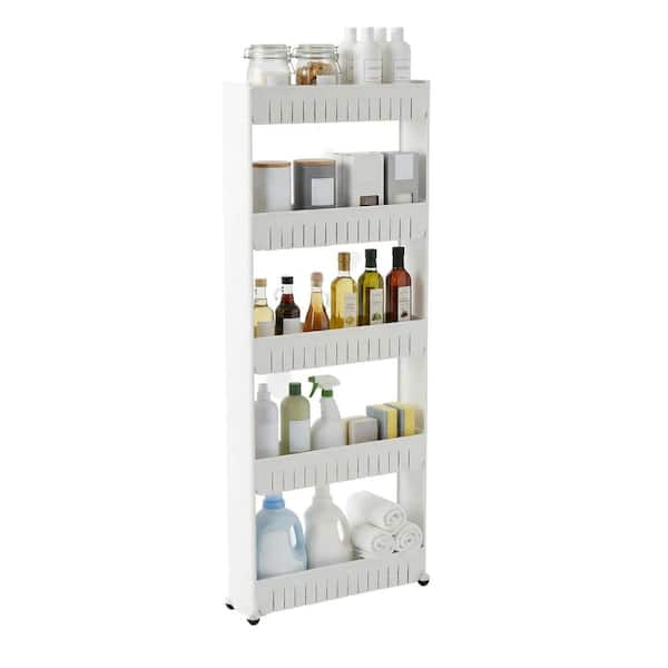 Slim Slide Out White Kitchen Cart