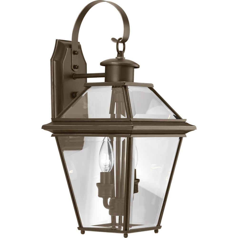 Burlington Collection 2-Light Antique Bronze Clear Beveled Glass New Traditional Outdoor Medium Wall Lantern Light price history on PriceWatchPro