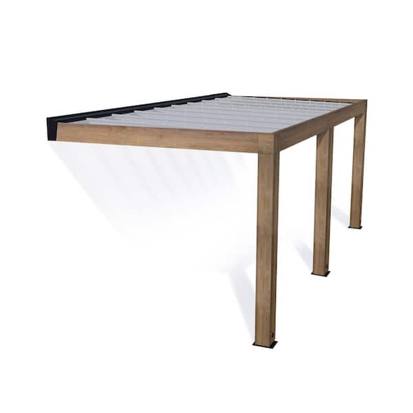 CANOPIA by PALRAM Helsinki 10 ft. x 20 ft. Cedar Wood/Solar Control Wall Mounted -All Weather Hardtop Wooden Patio Cover