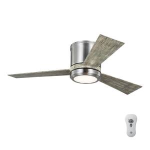Clarity 42 in. Brushed Steel Integrated LED Indoor Flush Mount Ceiling Fan with Light Kit and Remote Control