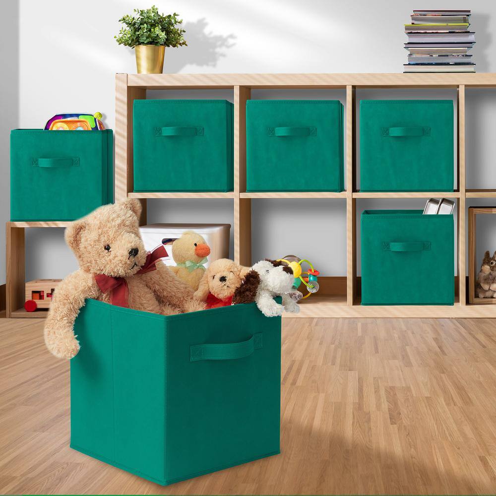 Set of 12 Orange Collapsible Fabric Storage Cube Bins