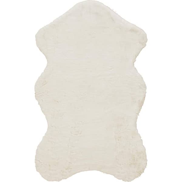 Home Decorators Collection Piper Snow 3 ft. x 5 ft. Sheepskin Solid Polyester Area Rug