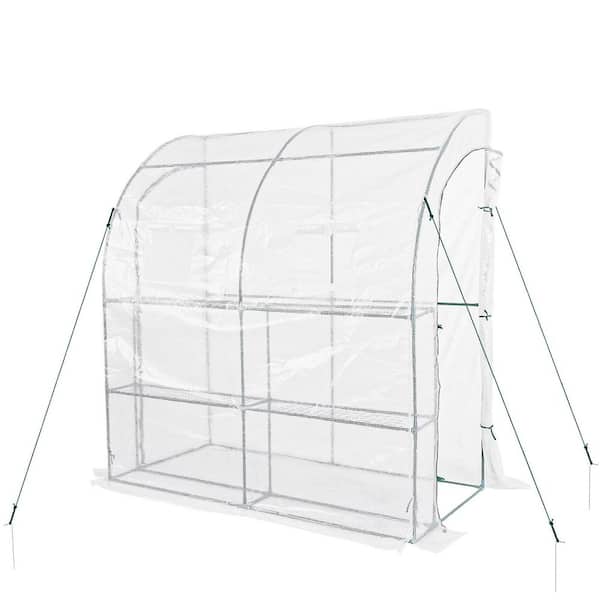 40 in. W x 79 in. D x 85 in. H Outdoor Lean to Walk-in Tunnel Portable Greenhouse with Shelf, White