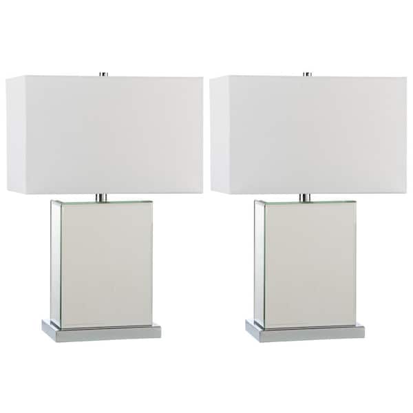 SAFAVIEH Dana 23 in. Clear Moden Table Lamp with Off-White Shade (Set of 2)