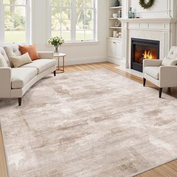 Monet Beige 8 ft. x 10 ft. Modern Abstract Area Rug