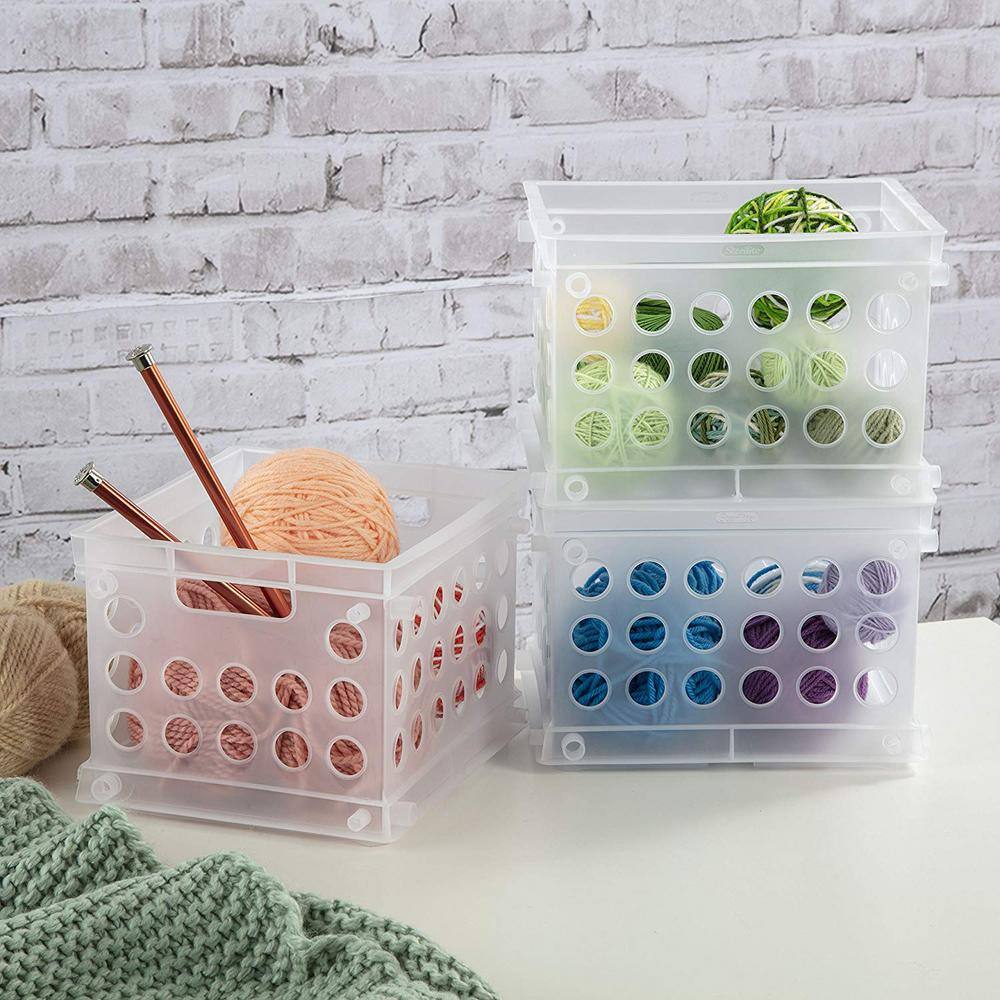 Clear Stackable Mini Plastic Storage Crate with Handles