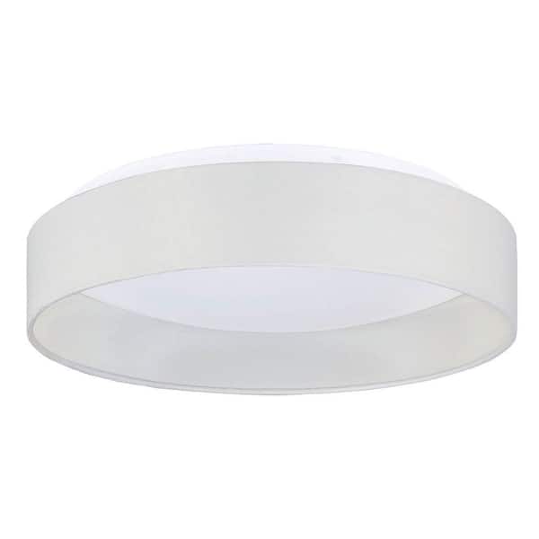 Eglo Palomaro 16 in. W x 4.125 in. H White LED Flush Mount with Linen Drum Shade