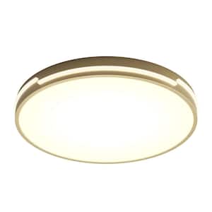 Delray 15 in. 1-Light Modern Gold Integrated LED 5 CCT Flush Mount Ceiling Light Fixture for Kitchen or Bedroom