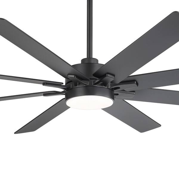 Payne 72 in. Black Standard Ceiling Fan with Integrated LED, Downrod, Black/Brown Blade and Remote Included