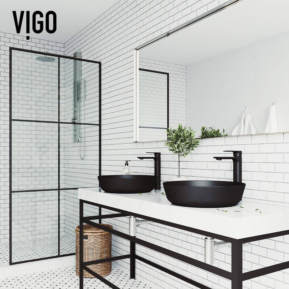 Modus Matte Black Glass Round Vessel Bathroom Sink