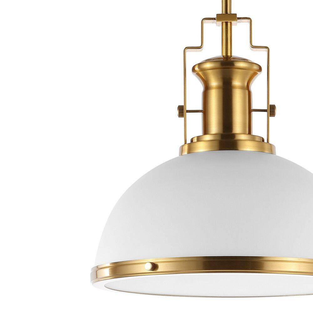 Homer 13" Brass Gold and White LED Dome Pendant Light