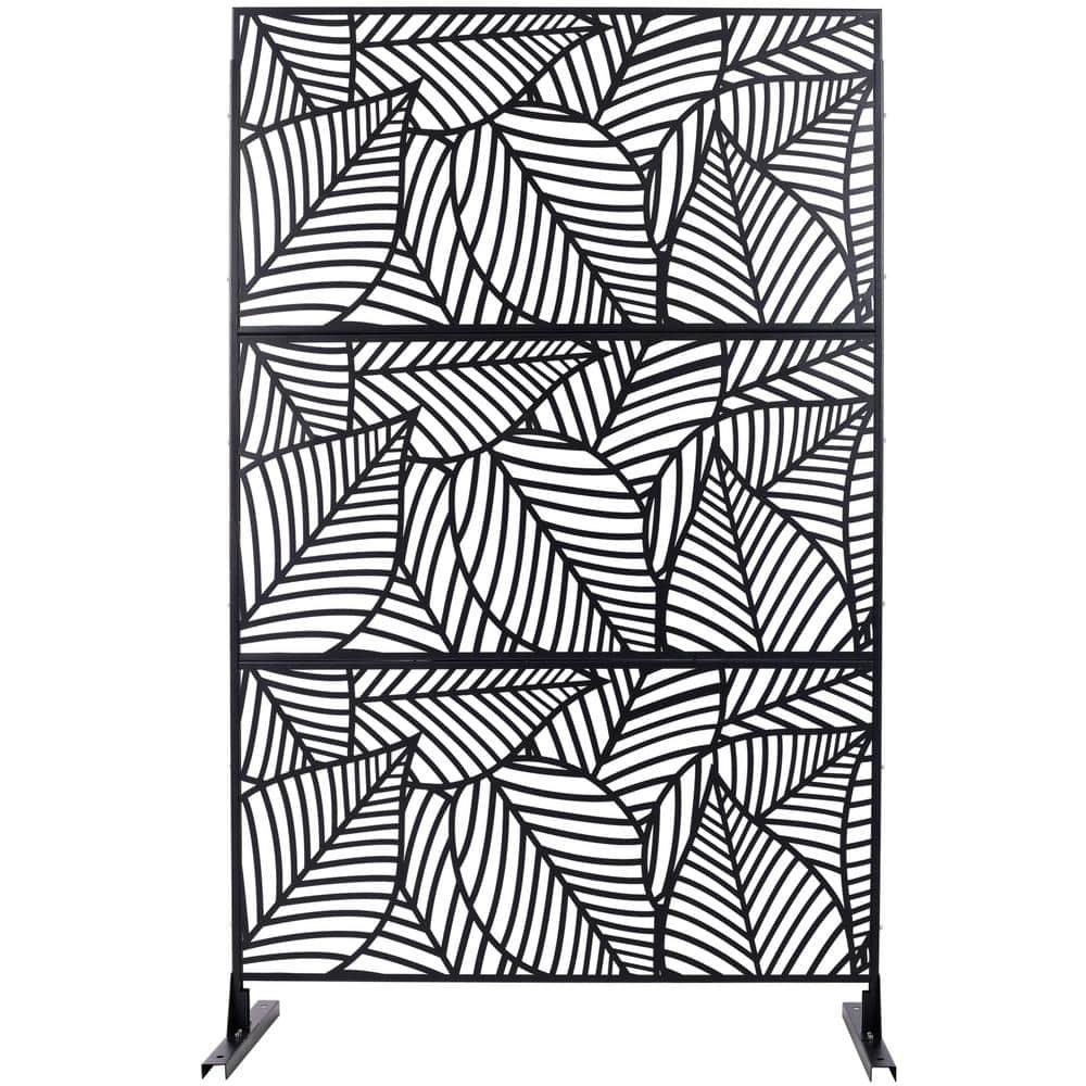 6.3 ft. x 4 ft. Black Steel Freestanding Flat Flat Top Decorative Privacy Screen Metal Fence Panel price history on PriceWatchPro