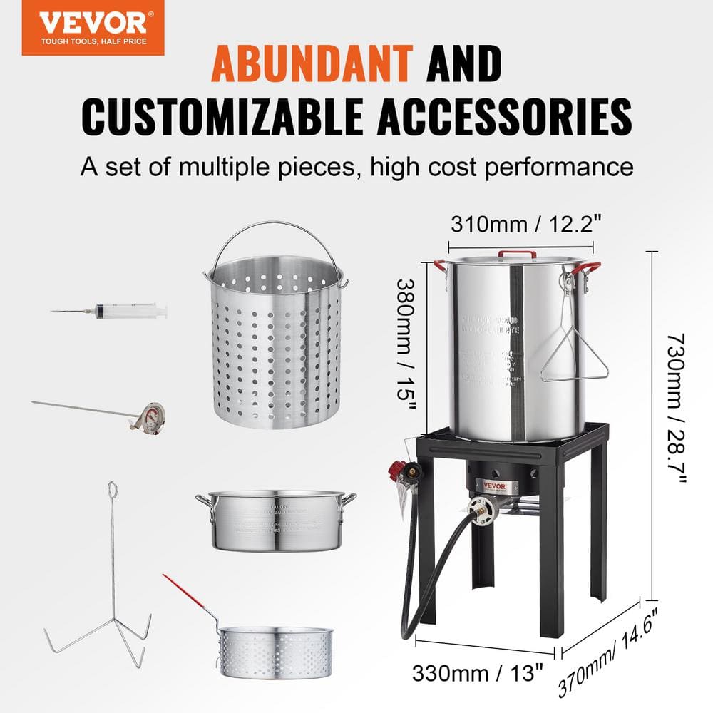 VEVOR VEVOR Premium Aluminum 30 Qt. Turkey Fryer And 10 Qt. Fish Fryer Boiler Steamer Set