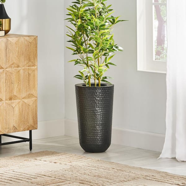 Noble House Lazenby 12 in. Black Iron Planter