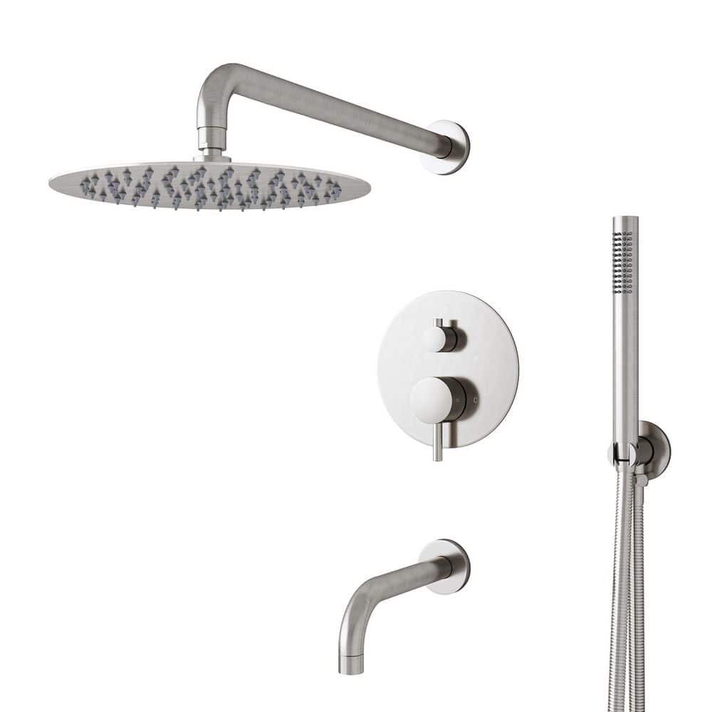 3-Spray Wall Mount 10 in.  Shower Head and Handheld Shower Head in Brushed Nickel price history on PriceWatchPro