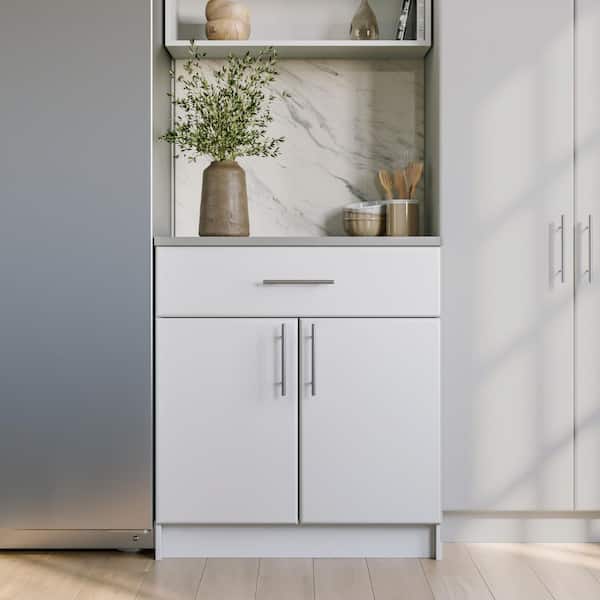Elite 32 in. W x 36 in. H x 24 in. D Large Drawer and Adjustable Shelf Engineered Wood Freestanding Cabinet in White