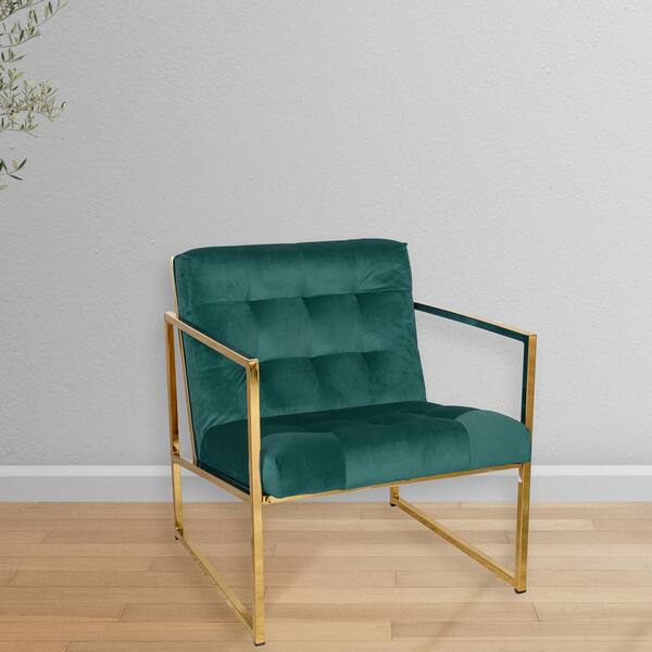 Leisuremod Lexington Emerald Green Velvet Arm Chair LA18G The