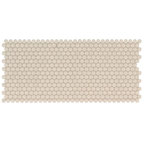 MSI Almond Penny Round 12 in. x 13 in. Polished Porcelain Mesh-Mounted Mosaic Tile (14.4 sq. ft./Case)