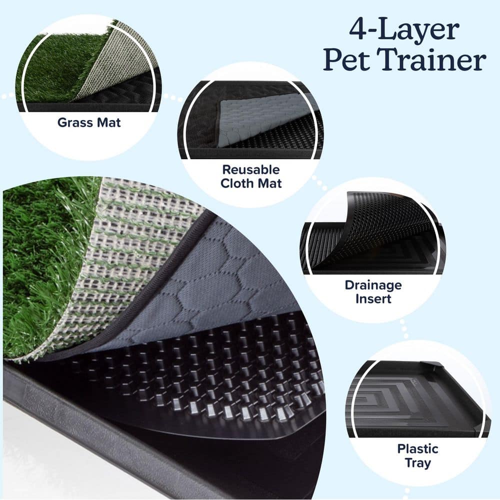 Small Green Artificial Grass Puppy Pee Pad with Tray