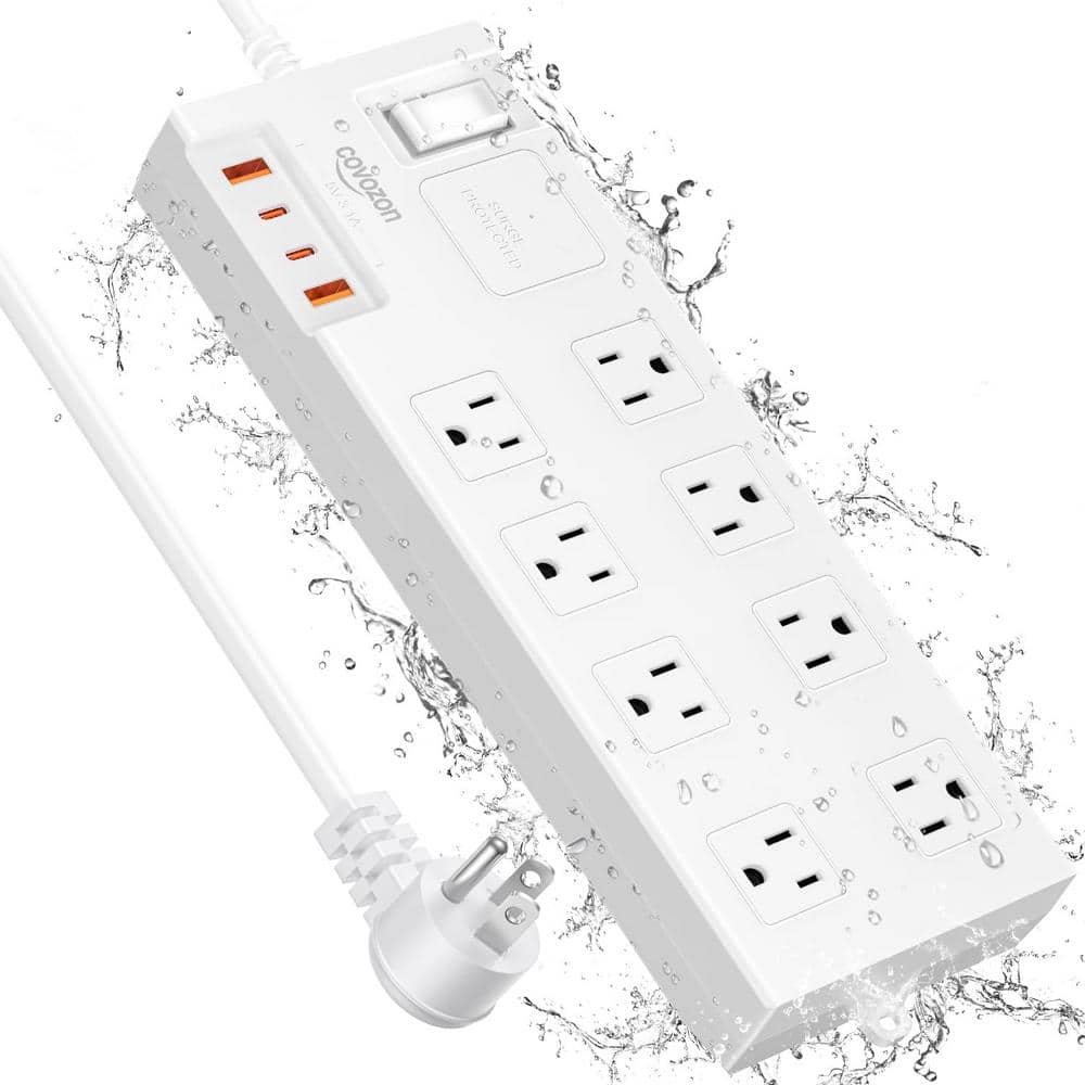 10FT IPX6 Waterproof 2700J Surge Protector Power Strip, Extension Cord with