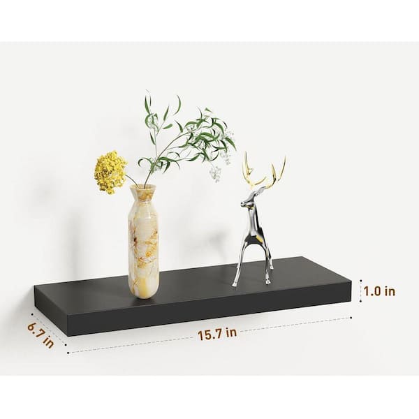 Floating Shelves 15.7 in W x 5.7 in D Black Engineered Wood Wall