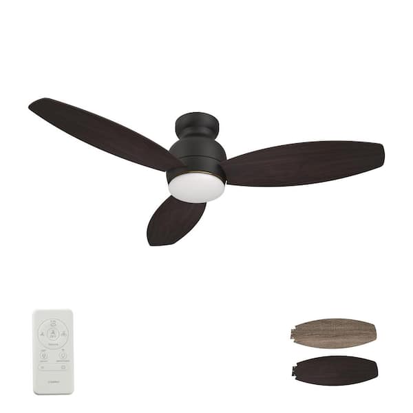 Topeka Low Profile Smart Ceiling Fan with LED Light and Remote 52 inch