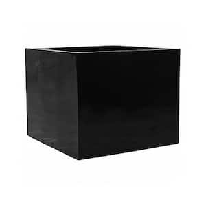 Cube 32.5 in. x 35.5 in. x 35.5 in. Black Fiberstone Planter