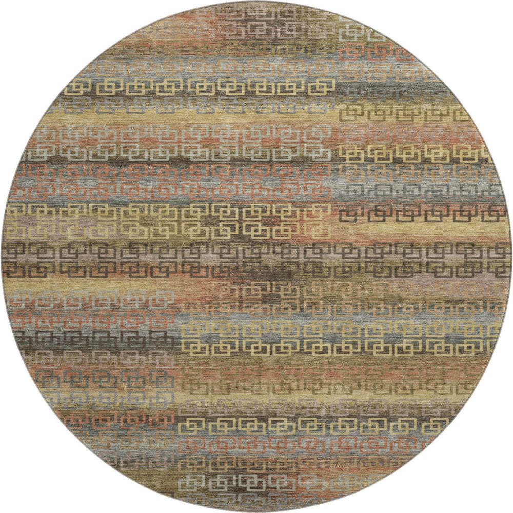 Mayfield Premium Machine Washable Abstract AMF2029 Brown 8 ft. x 8 ft. Round Rug price history on PriceWatchPro