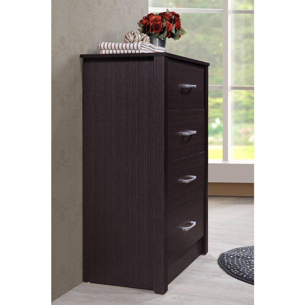Sleek Chocolate 4-Drawer Chest with Soft Close and Roller Mechanism