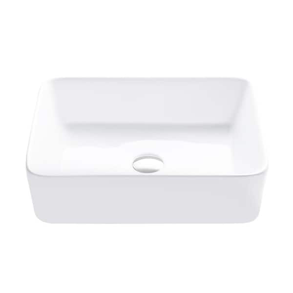 18.75 in. x 14.5 in. White Porcelain Rectangular Vessel Sink