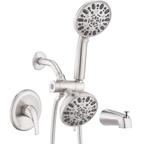 Single Handle 7-Spray Tub and Shower Faucet 1.8 GPM in. Brushed Nickel Valve Included