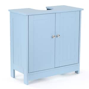 23.6 in. W x 11.4 in. D x 23.6 in. H Bathroom Blue Linen Cabinet