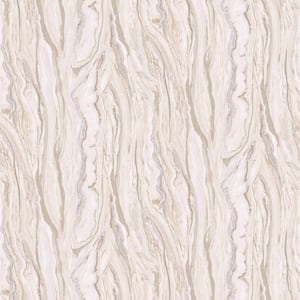 ELLE Decoration Collection Blush Pink/Gold Marble Effect Vinyl on Non-Woven Non-Pasted Wallpaper Roll (Covers 57 sq.ft.)