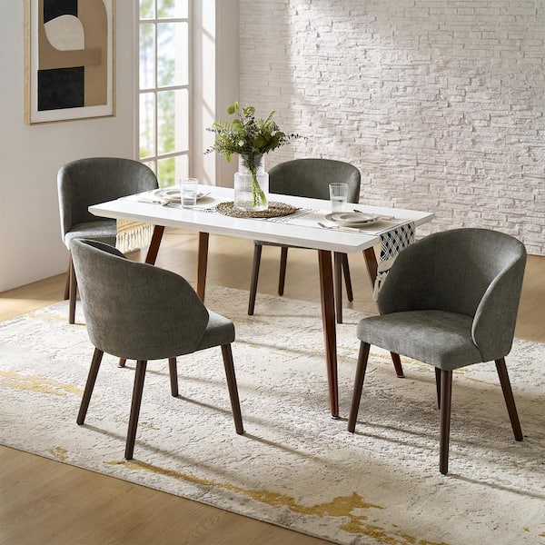 JAYDEN CREATION Yuri Gray Polyester Dining Chair Set of 4