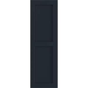 12 in. x 57 in. PVC True Fit Two Equal Flat Panel Shutters Pair in Starless Night Blue