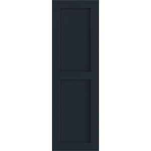 15 in. x 60 in. True Fit PVC 2 Equal Flat Panel Shutters Pair in Starless Night Blue