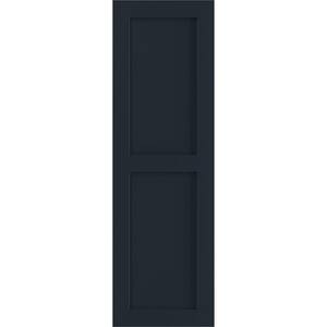 15 in. x 80 in. PVC True Fit Two Equal Flat Panel Shutters Pair in Starless Night Blue