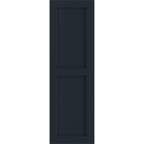 Ekena Millwork 18 in. x 28 in. PVC True Fit Two Equal Flat Panel Shutters Pair in Starless Night Blue