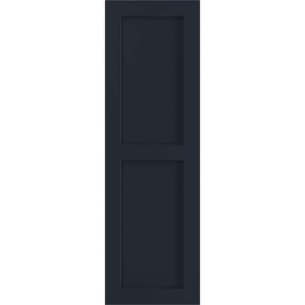 Ekena Millwork 18 in. x 42 in. PVC True Fit Two Equal Flat Panel Shutters Pair in Starless Night Blue