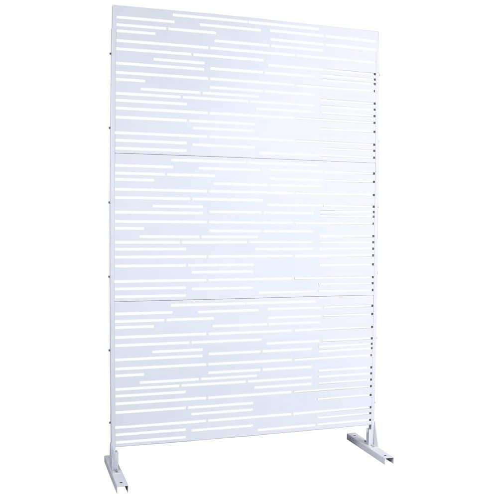 4 ft. x 6.33 ft. White Outdoor and Indoor Freestanding Metal Privacy Screen Fence Panels for Lawn Garden (Not Composite) price history on PriceWatchPro