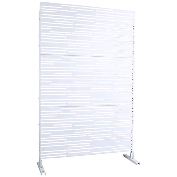 4 ft. x 6.33 ft. White Outdoor and Indoor Freestanding Metal Privacy Screen Fence Panels for Lawn Garden (Not Composite)