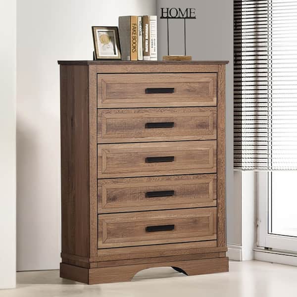 New Classic Furniture Coventry Hall Pecan Wood 5-Drawer 40 in. Wide Chest of Drawers